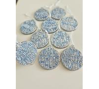 Handmade Hanging Christmas Tree Decorations Baubles with XMAS Phrases Festive Secret Santa Gift Stocking Filler (Silver Blue, Deck The Ha)