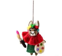 Handmade Hanging Ornaments from Natural Wool Felt for Christmas Tree Featuring For Festive Holiday Characters (Drawing A Hamster)