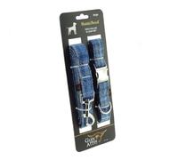 Handmade Harris Tweed Wool Dog Collar & Lead Set - Multiple Sizes for Small, Medium & Large Breeds - Scottish Tartan Design - Pet Lovers Gift (Light Blue Check, S)