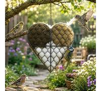 Handmade Heart Bird Nesting Holder, Natural Wool Refillable for Wild Birds