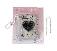 Handmade Heart Photo Keyring, Small Insert Organizer Supply, 2 Inch Picture Holder Keychain for Wedding Graduation Birthday Travel Office School Luggage Bags Backpack Handbag