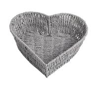 Handmade Heart Shape Woven Paper Rope Basket - Organizer & Food Serving Basket for Kitchen Countertop & Hotel (Grey)