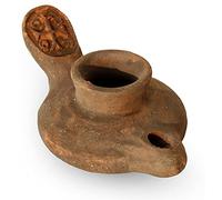 Handmade Herodian Oil Lamp with Cross - Authentic Biblical Terracotta Replica from Bible Times - Christian Prayer Lamp & Holy Land Spiritual Gift