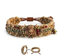 Handmade Highland Cow Woven Bracelet, Inspirational Rustic Steadfast & Home Engraved Bracelet, Cute Animal Jewelry for Highland Cow Lovers (1pc)