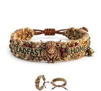 Handmade Highland Cow Woven Bracelet, Inspirational Rustic Steadfast & Home Engraved Bracelet, Cute Animal Jewelry for Highland Cow Lovers (1pc)