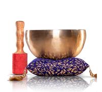 handmade Himalayan singing bowl, hand beaten by Nepali artisans to make magical tones by Shambhala Arts & Handcrafts (Brass, 8 inch)