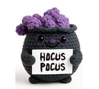 Handmade Hocus Pocus Decor Crochet Witches Bowl Doll, Halloween Spooky Gift for Women & Men, Adorable Mini Desk Decorations for Home & Office Indoor Ornament