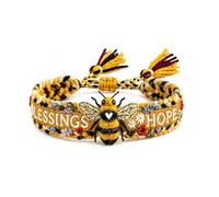 Handmade Honey Bee Woven Bracelet, Adjustable Embroidered Bee Bracelet, Bee Bracelet with Blessings and Hope, Inspirational Gift for Bee Lovers, Women, Mom, Sisters (1pcs)