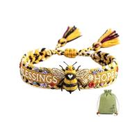 Handmade Honey Bee Woven Bracelet Blessings & Hope, Adjustable Sliding Knot Handwoven Bee Bracelet,Inspirational Gift for Women(1pc)