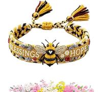 Handmade Honey Bee Woven Bracelet, Limited Handmade Bracelet Adjustable Blessings, Honey Bee Adjustable Bangle Jewellery, Inspirational Jewelry Gifts for Friends & Family (1pcs)