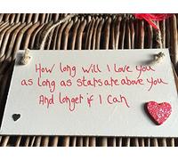Handmade 'How Long Will I Love You Plaque' Personalised Valentines Day Gift
