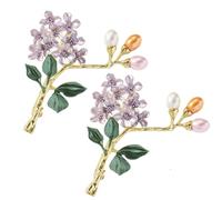 Handmade Hydrangea Corsage Brooches, Flower Pearl Pins accessory, Elegant Lapel Brooches Pin for Suit Scarf Hat and Dress(2pcs Purple)