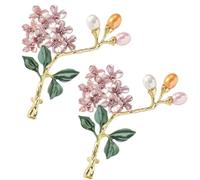 Handmade Hydrangea Corsage Brooches, Flower Pearl Pins accessory, Elegant Lapel Brooches Pin for Suit Scarf Hat and Dress(2pcs Pink)