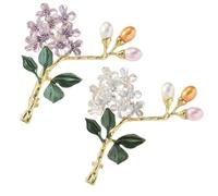 Handmade Hydrangea Corsage Brooches, Flower Pearl Pins accessory, Elegant Lapel Brooches Pin for Suit Scarf Hat and Dress(Purple White)