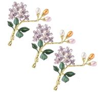 Handmade Hydrangea Corsage Brooches, Flower Pearl Pins accessory, Elegant Lapel Brooches Pin for Suit Scarf Hat and Dress(3pcs Purple)