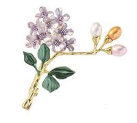 Handmade Hydrangea Corsage Brooches, Flower Pearl Pins accessory, Elegant Lapel Brooches Pin for Suit Scarf Hat and Dress(1pcs Purple)