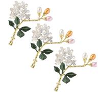 Handmade Hydrangea Corsage Brooches, Flower Pearl Pins accessory, Elegant Lapel Brooches Pin for Suit Scarf Hat and Dress(3pcs white)