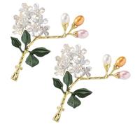 Handmade Hydrangea Corsage Brooches, Flower Pearl Pins accessory, Elegant Lapel Brooches Pin for Suit Scarf Hat and Dress(2pcs White)