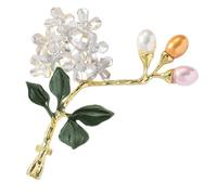 Handmade Hydrangea Corsage Brooches, Flower Pearl Pins accessory, Elegant Lapel Brooches Pin for Suit Scarf Hat and Dress(1pcs White)