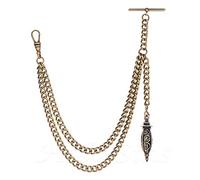 Handmade in the UK Bronze Colour Single Albert Pocket Watch Chain with Hollow Pendant