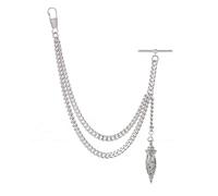 Handmade in the UK Silver Colour Single Albert Pocket Watch Chain With Hollow Pendant (14")