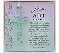 Handmade in USA Clear Glass Cross with Sentiment - Gift For Aunt From Niece/Nephew for Christmas, Mother's Day, Aunt's Birthday - Religious Gift for Aunt
