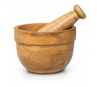 Handmade Indian Mango Wood Mortar and Pestle Set Natural Rustic Style Herb Spice Grinder Masala Mixer Manual Kharal Mashing Bowl Seasonings Pill Crusher Kitchen Utensils Housewarming Gift Ideas