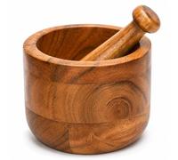 Handmade Indian Wooden Mortar and Pestle Set Natural Rustic Style Herb Spice Grinder Masala Mixer Manual Kharal Mashing Bowl Seasonings Pill Crusher Kitchen Utensils Housewarming Gift