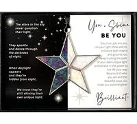 Handmade Iridescent Stained Glass Star with Heartfelt Be You Message for Youth/Adult/Follow Your Path Gift/Encouragement Gift for Young Adults (Be You)