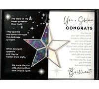 Handmade Iridescent Stained Glass Star with Heartfelt Congratulation Message (Congrats) - Graduation Gift/New Job Congrats/New Chapter Gift/Best Wishes for New Beginnings (Congrats)