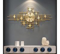 Handmade Iron Frameless Wall Clock,Gold Large Metal Wall Decor,3D Modern Luxury Wall Sculpture,Suitable,Silent Non Ticking Quartz Large Clock for Living Room Office Bedroom.