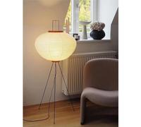 Handmade Japanese Lantern Floor Lamp - Rice Paper Body with Chrome Base Soft Light for Bedroom Living Room Kid's Room Office - Stylish Round Design Eco-Friendly Nightstand Desk Light