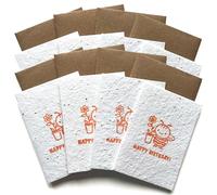Handmade Kids Birthday Cards Multipack - Small Plantable Seed Cards that Grow Bee Friendly Flowers - Recycled Birthday Card Pack Kids - A7 Student Teacher Seed Gifts for Class (8x A7 Cards)