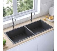 vidaXL Handmade Kitchen Sink Black Stainless Steel Plumbing Utility Basin