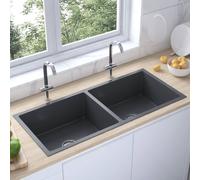 vidaXL Handmade Kitchen Sink Black Stainless Steel Plumbing Utility Basin