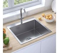 Handmade Kitchen Sink Plumbing Utility Waste Basin Stainless Steel vidaXL