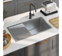 Handmade Kitchen Sink Plumbing Utility Waste Basin Stainless Steel vidaXL