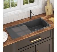 vidaXL Handmade Kitchen Sink Black Stainless Steel Plumbing Utility Basin
