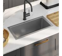 Vidaxl Handmade Kitchen Sink Black Stainless Steel