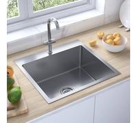 vidaXL Handmade Kitchen Sink Black Stainless Steel 51509, Black