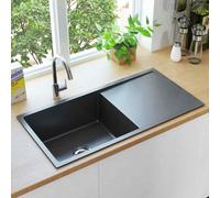 vidaXL Handmade Kitchen Sink Black Stainless Steel Under-mount Kitchen Basin