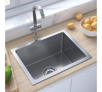 Handmade Kitchen Sink Plumbing Utility Waste Basin Stainless Steel vidaXL
