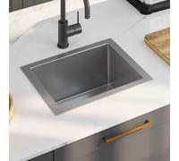 Handmade Kitchen Sink Plumbing Utility Waste Basin Stainless Steel vidaXL
