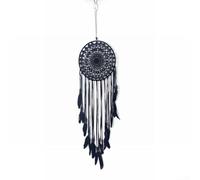 Handmade Knitted Catcher Large Indian Style Bedroom Wall Hanging Decoration with Feathers for Living Room Car Home Decor(black)