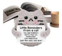 Handmade Knitted Crochet Cat Animal Positive Reminder | Adorable Little Plush Cat With Inspirational Message Funny Easter Basket Stuffers Soft Yarn Toy For Kids Adults Cheerful Decor Playful Gift Desk