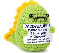 Handmade Knitted Dinosaur Mini Father's Day Birthday Gift for Daughter and Son, I Love You Daddy Gift for Dad Grandfather Stepfather Father-in-Law