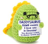 Handmade Knitted Dinosaur Mini Father's Day Birthday Gift for Daughter and Son, I Love You Daddy Gift for Dad Grandfather Stepfather Father-in-Law