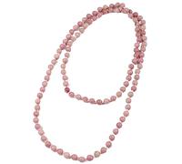 Handmade Knitted Long Tassel Fringe Pendant Necklace Natural Rhodonite Stone108 Mala Beads Necklace for Women Ethnic Boho Prayer Yoga Jewelry Gifts 8mm