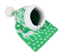 Handmade Knitted Santa Hats for Pets - Cosy Dog Hats, Cute Pet Headband Protector, Elastic Snowflake Design Santa Hood and Warm Scarf with Neck and
