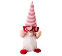 Handmade Knitted Valentine Dwarf Doll 28cm Tall(boy) | Soft knitted fabric, pink plush design, 11 inch height, tiered tray decor, Valentine idea